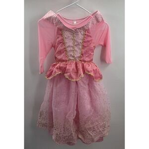 ReliBeauty Girls Kids Princess Aurora Costume Pink Gold Sz 130 (Size 6/7)